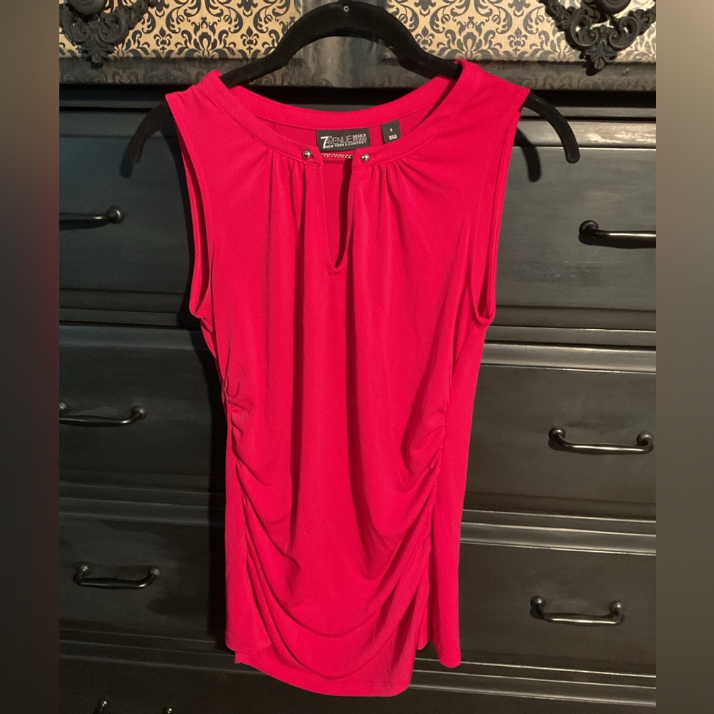 New York & Company Pink Ruched Blouse